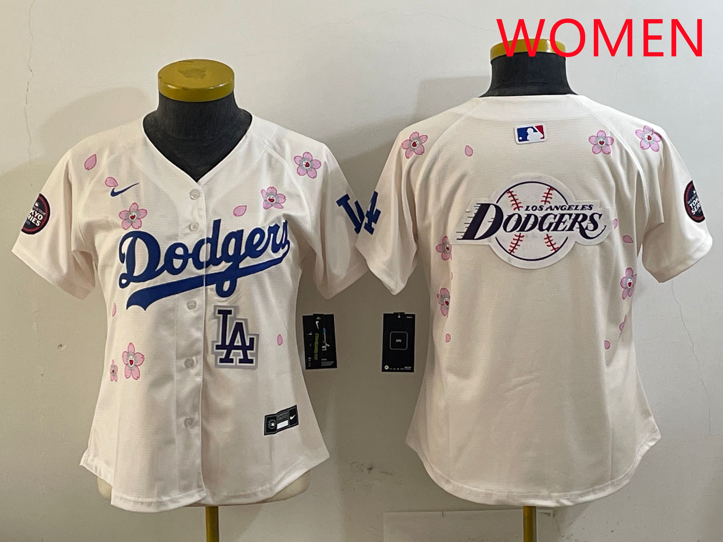 Women Los Angeles Dodgers Blank Cream Sakura Edition 2025 Nike MLB Jersey style 30